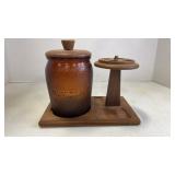Dun-Rite 4 Hole Tobacco Pipe Wood Stand w/Brown