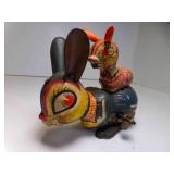 Vintage Tin Rabbit w/Baby Wind-up Toy NOT Working
