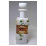 Vintage Milk Glass "White Rose" Label Under Glass