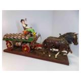 OLD Folk Art Whiskey Wagon w/Horses & Coachman