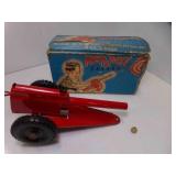 Vintage "Red Dot" Metal Toy Cannon Original Box