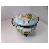 Victorian Dresser Box Hand Painted Fancy Enamel