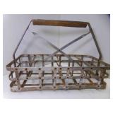 Antique Aluminum 8 Milk Bottle Crate w/Handle