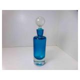 MCM Heavy Thick Teal Blue Glass Bottle w/Solid