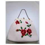 Victorian Beaded w/Red Rose Embroidery Kiss Clasp