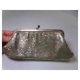 West Germany Silver Tone Mesh Purse w/Rhinestone