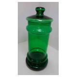 Vintage Emerald Green Glass 11" Apothecary Jar or