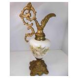 Antique Victorian Hand Painted Milk Glass & Cast