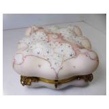 Antique Hand Painted Dresser Box Lined w/Gold