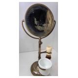 OLD Silver Tone Shaving Mirror Set Double Sided