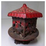 Vintage Cast Iron Carousel Coin Bank Early 1900
