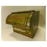 Early Roll Top Tin Spice Cabinet Ground White