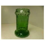 Vintage Emarald Green Glass Vase - Ribbed Texture