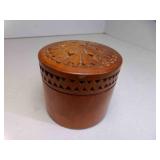 OLD Russian Carved Wood Trinket Box Stylized