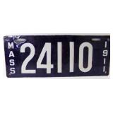 1911 Massachusetts Porcelain License Plate Number