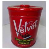 Vintage Velvet Pipe & Cigarette Tobacco Tin w/Lid