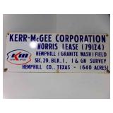 Porcelain Kerr-McGee Lease Sign w/KM Logo Hemphill