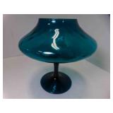 MCM Vintage Italian Teal Compote w/Pedestal