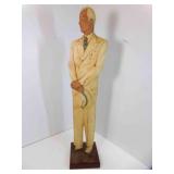 19" Tall Carved Wood Business Man Advertising