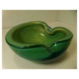Hand Blown Vibrant Green Art Glass Bowl or Ashtray