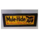 Vintage Tin Mule-Hide Roofs Framed Sign Features