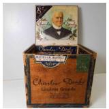 Vintage Charles Denby Wood Cigar Box w/Tax