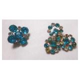 2 Vintage Rhinestone Brooches - Missing Stones