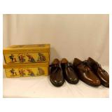 Two Pairs Of Mother Goose Shoes - Brown Pebbled