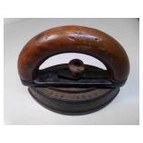 Antique Mrs. Potts Sad Iron #2 & Wood Handle "C"