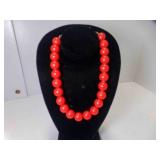 Red Beaded Fashion Necklace w/Gold Toned Clasp
