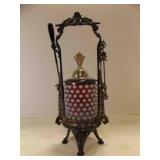 Victorian Sliver Plate Pickle Castor Cranberry