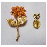 2 Gold Tone Miraculous Medal Pendant aka Medal