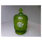 Vintage Westmoreland Green Satin Frosted Hand