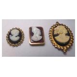 Vintage Cameo Brooch one Pendant w/Double