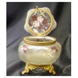 Antique Bohemian Moser Satin Glass Fancy Footed