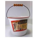 Columbian Ware Enamel Ware Bucket White w/Red Trim