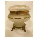 Victorian Footed Enameled Opaline Glass Trinket