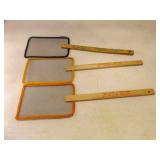 3 Fly Swatters w/Wood Advertising Handles