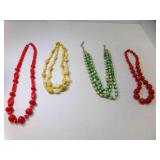 4 Vintage Retro Chunky Fashion Jewelry Necklaces