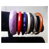6 Vintage Plastic Bangle Bracelets - One Wooden