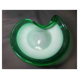 Vintage Mid- Century Modern Green Art Glass Bowl