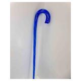 Vintage Hand Blown Art Glass Blue w/Yellow Stripes