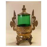 Small Victorian Sliver Plate Pickle Castor Emerald