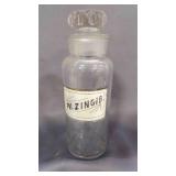 10ï¿½" Antique Apothecary Drug Store Jar w/Stopper