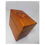 Vintage Wood Recipe Box w/Dovetail Corners