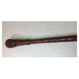 OLD Leather Braided Wrapped Wooden Walking Stick