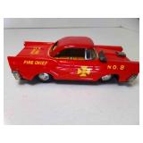 Vintage Red Tin Litho Toy Fire Chief Car - Japan