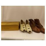 Cream Leather Heeled Loafers Shoes By Tarsal