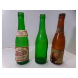 3 Old Bottles - One Green Embossed Canada Dry