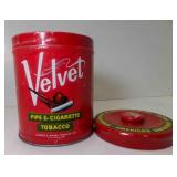 Vintage Velvet Pipe & Cigarette Tobacco Tin w/Tin